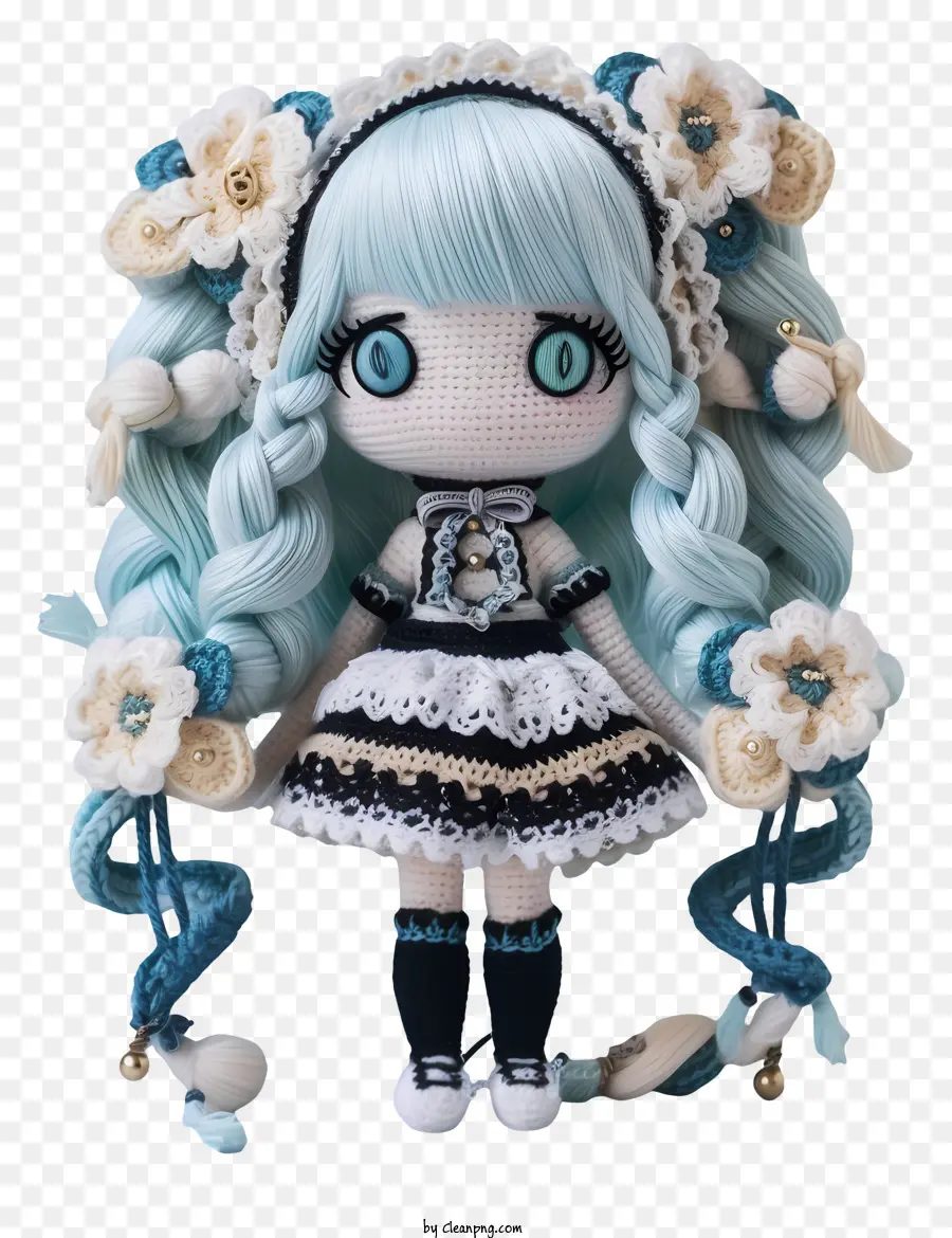 Amigurumi Dol，Boneka Dengan Rambut Biru PNG