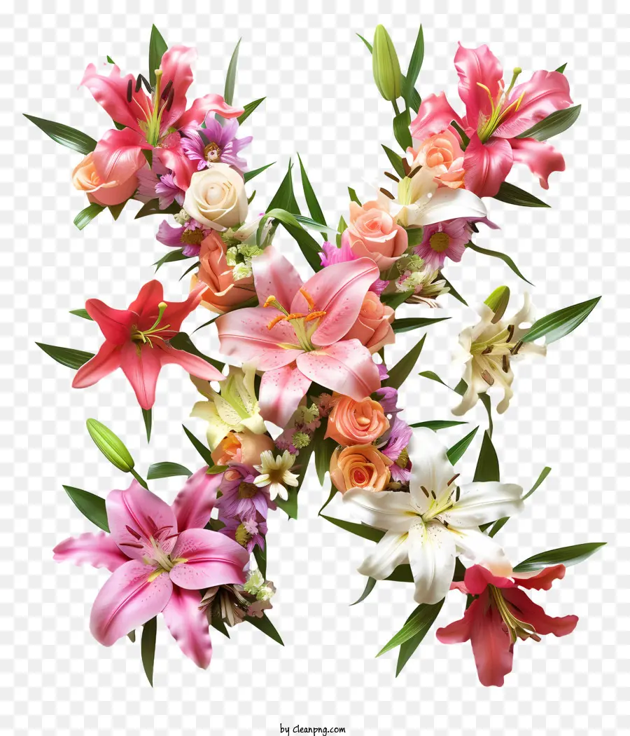 Huruf Bunga X，Rangkaian Bunga PNG