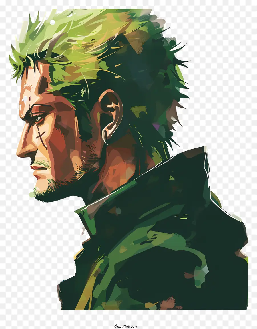 Satu Potong Roronoa Zoro，Karakter Berambut Hijau PNG