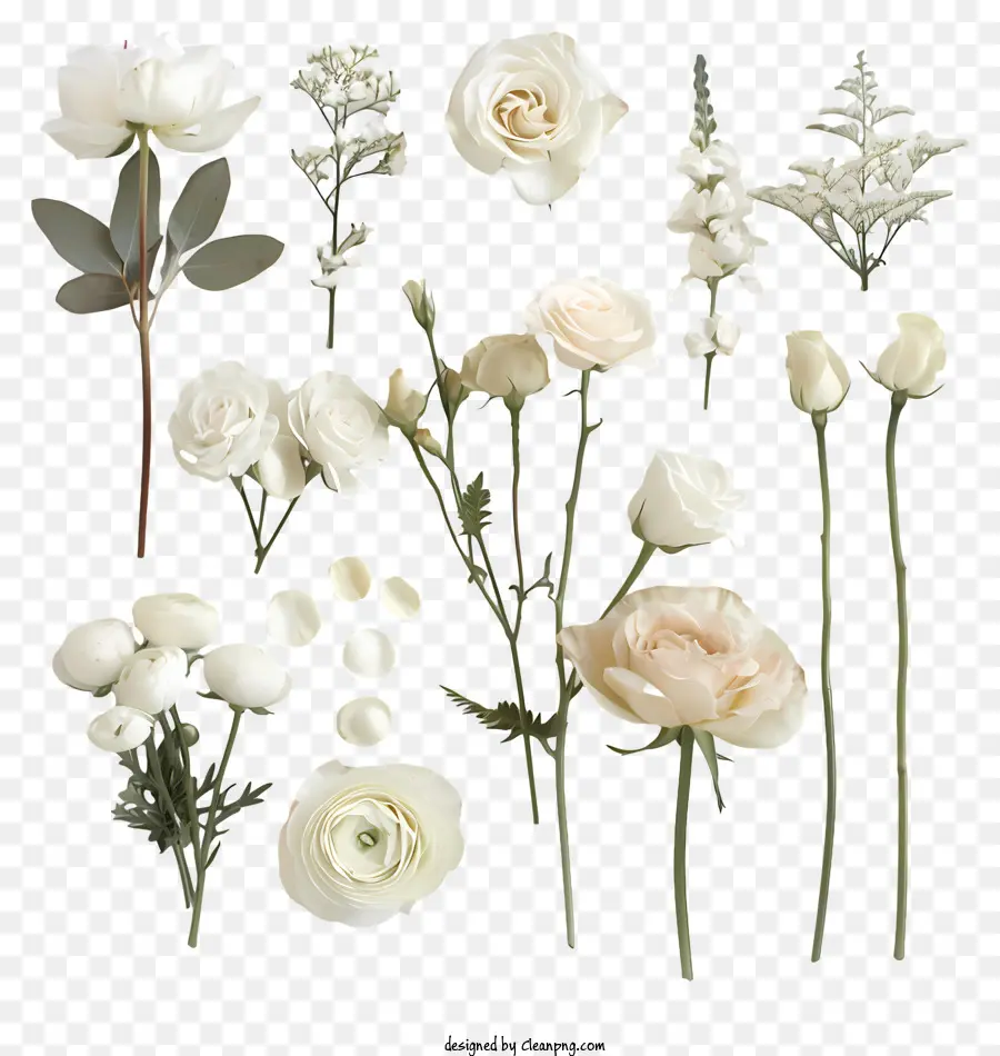 Bunga Bunga Segar，Mawar Putih PNG