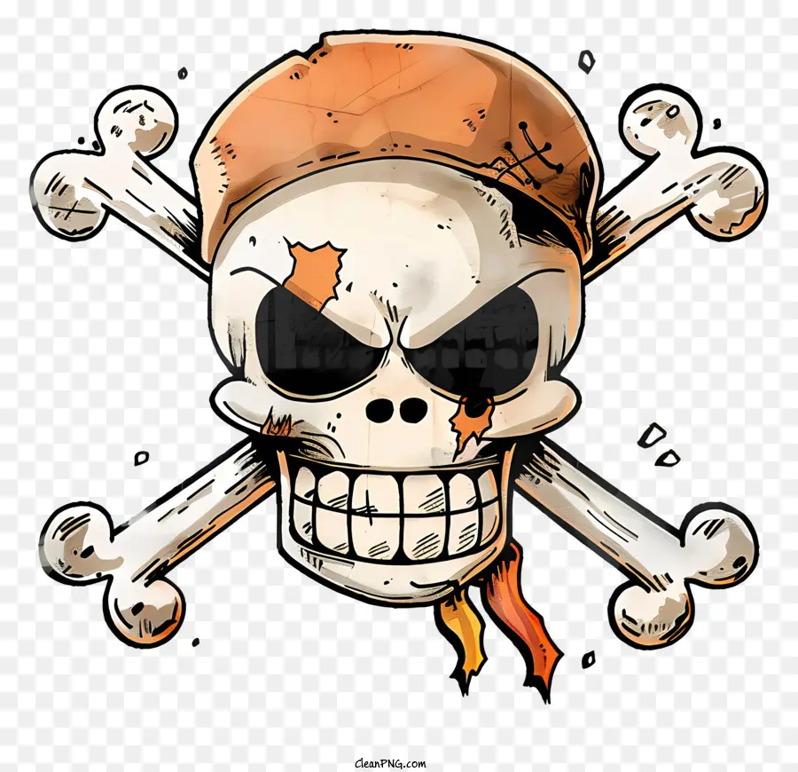 One Piece Jolly Roger，Tengkorak Dan Tulang Bersilang PNG