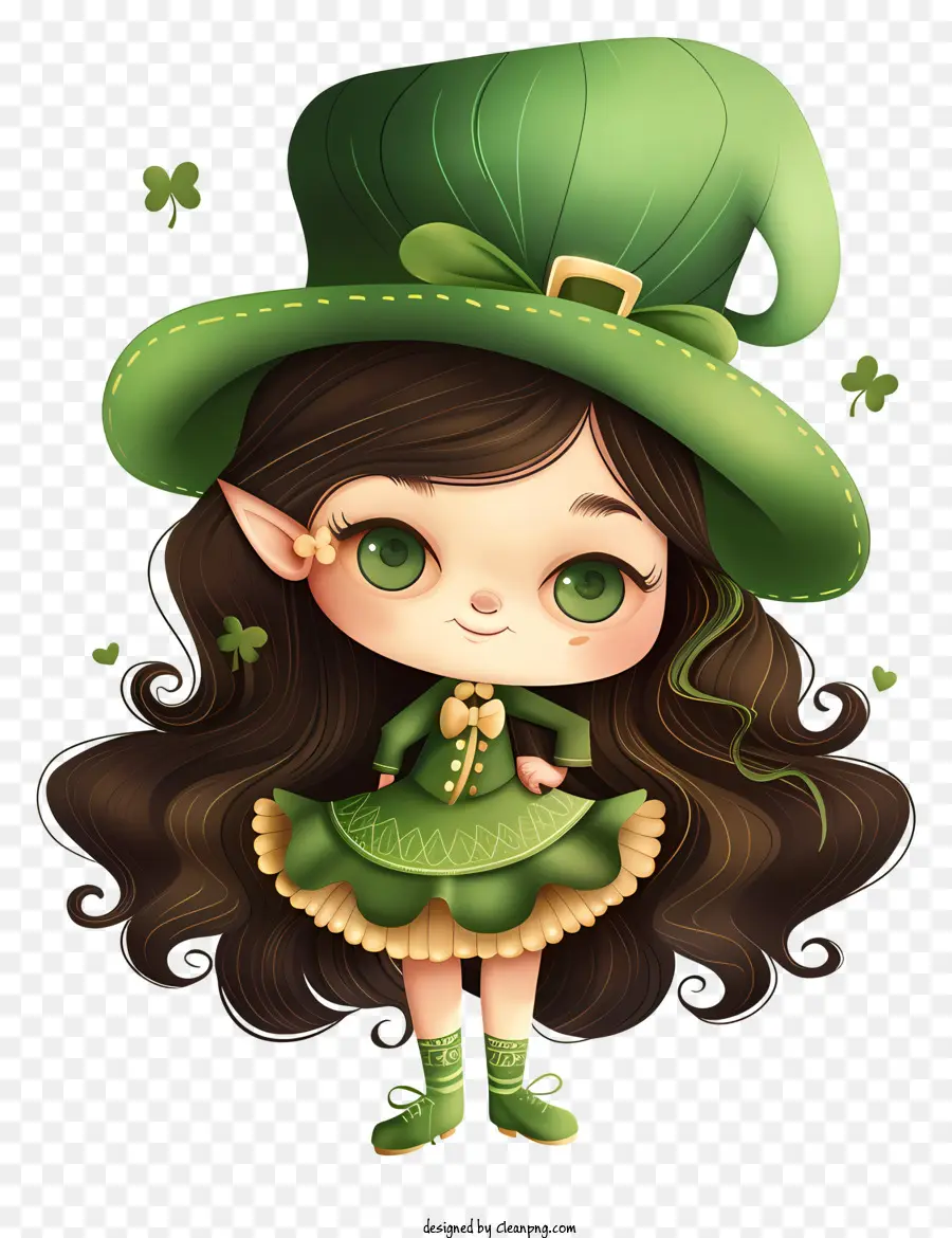 Selamat Hari St Patrick，Gadis Leprechaun PNG