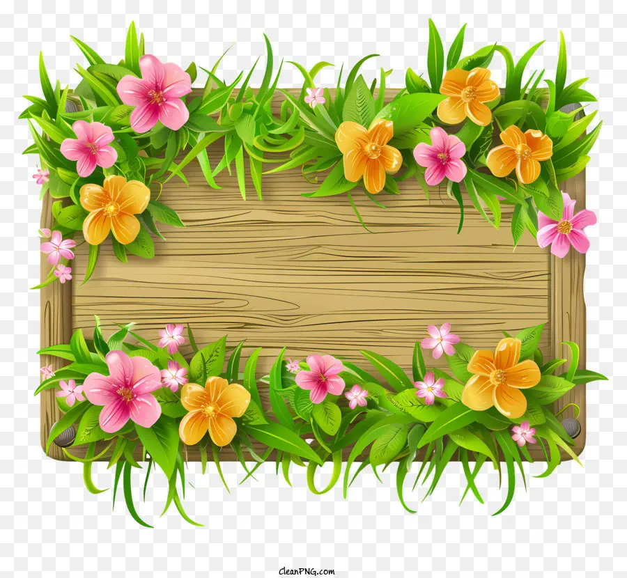 Papan Tanda Bunga Musim Semi，Plakat Kayu PNG