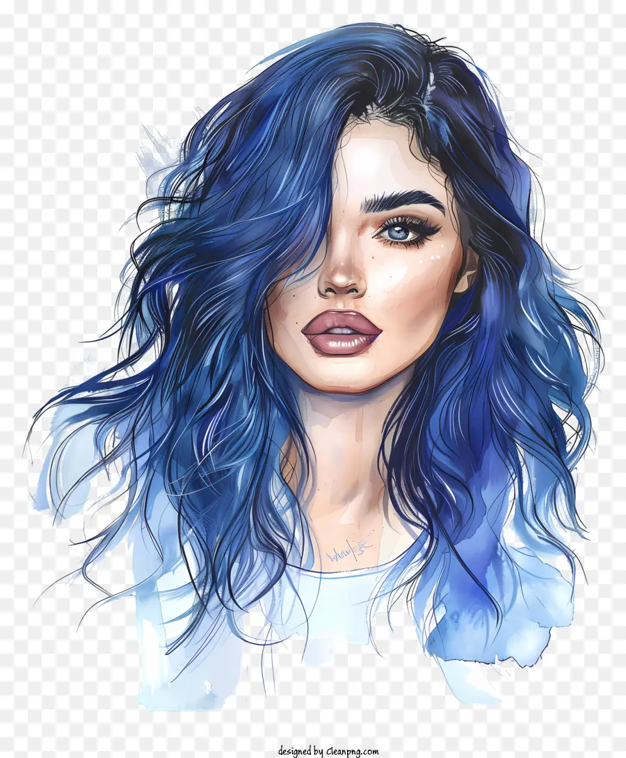 Kylie Jenner，Rambut Biru Panjang PNG