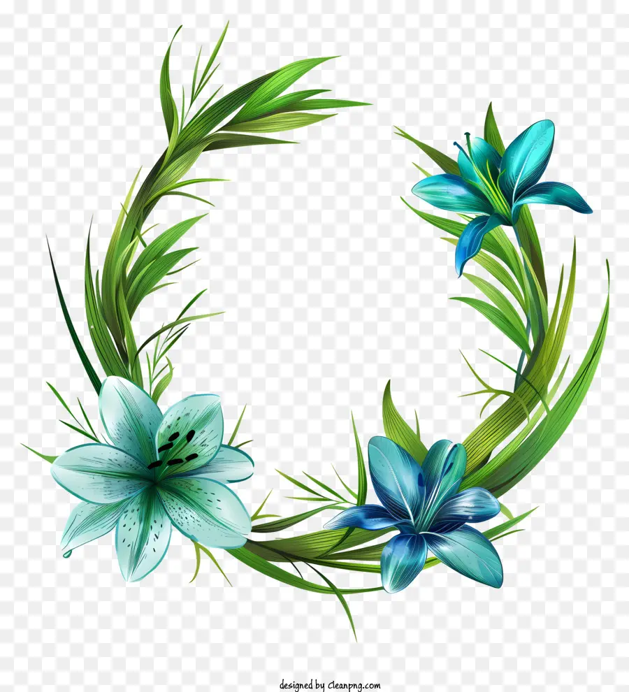 Rumput Lingkaran，Biru Bunga Lili PNG