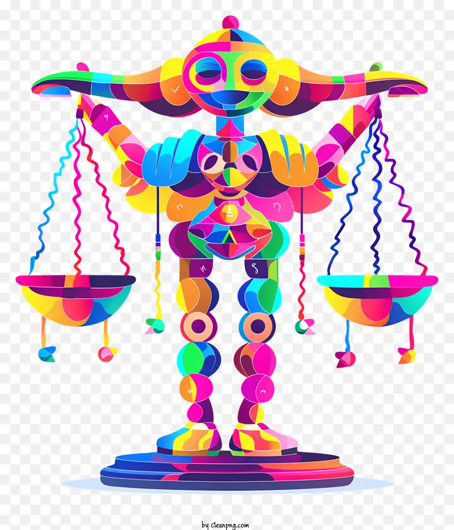 Libra Abstrak，Robot Berwarna Warni Dengan Sisik PNG