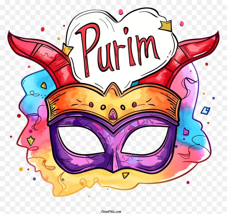 Purim，Topeng Warna Warni PNG