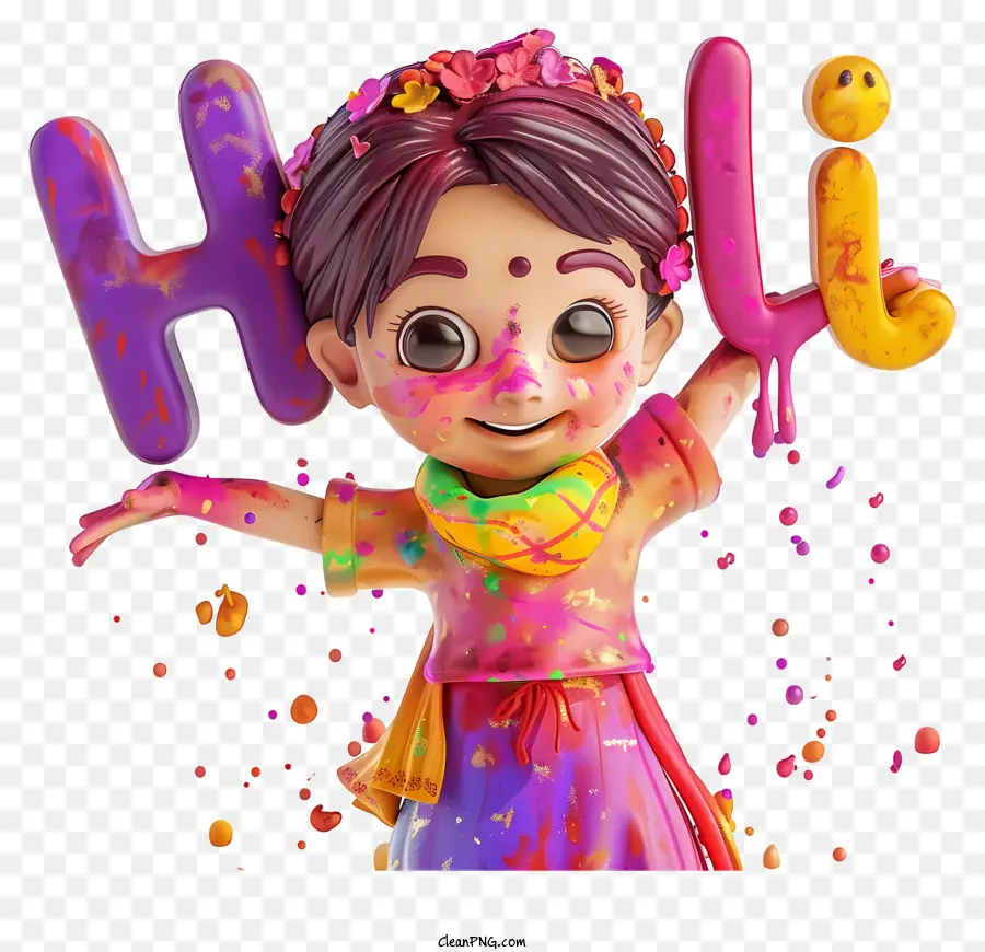 Holi，Gadis Dengan Teks Holi PNG