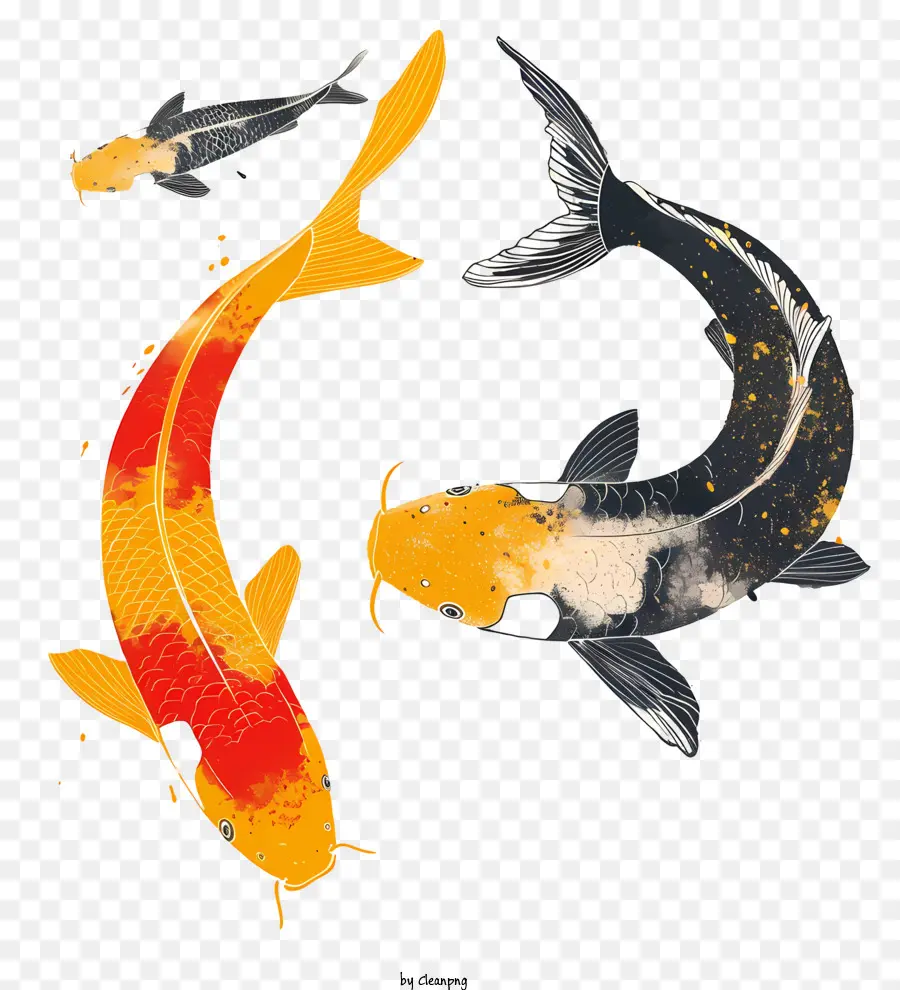 Ikan Koi，Seni Abstrak PNG