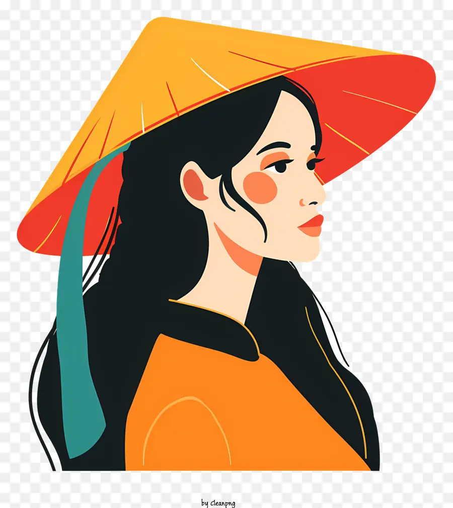 Gadis Vietnam，Topi Oranye PNG