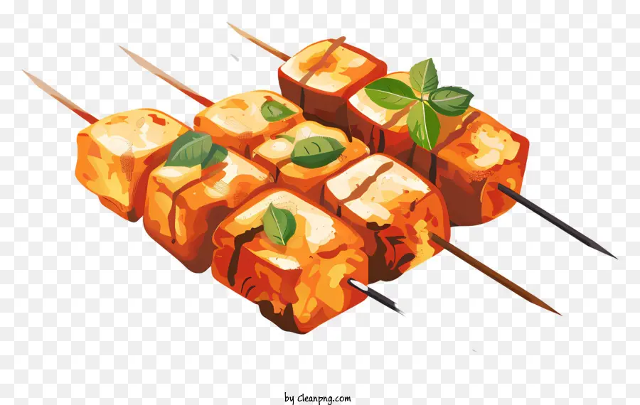 Paneer Tikka，Tusuk Sate Panggang PNG