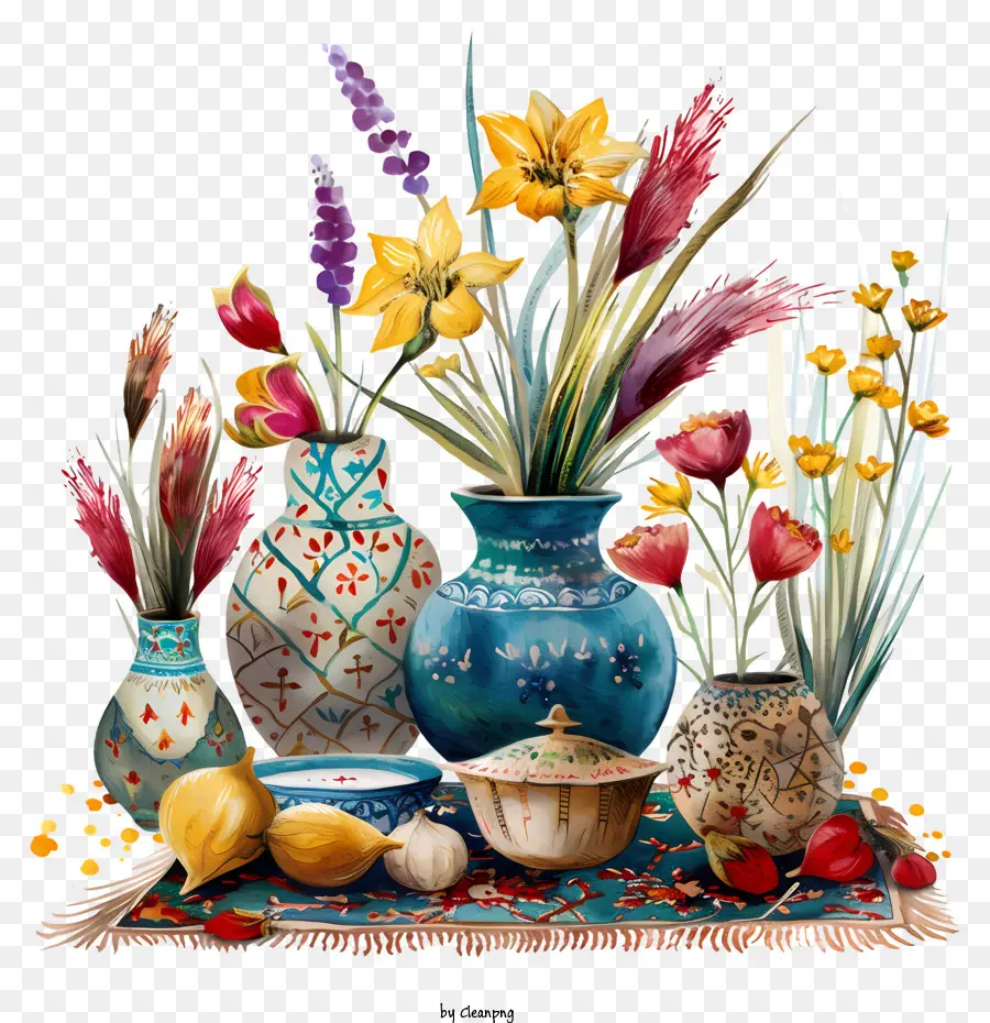 Selamat Nowruz，Bunga Dalam Vas PNG