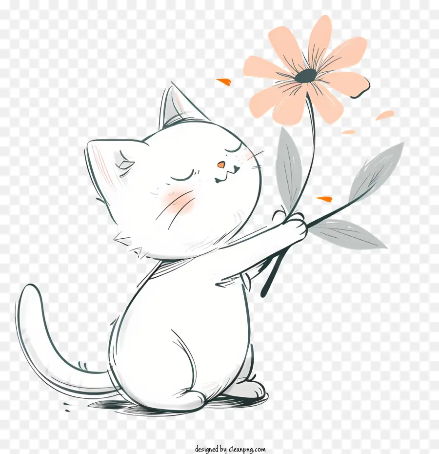 Kucing Kecil Bermain Bunga，Kartun Kucing PNG