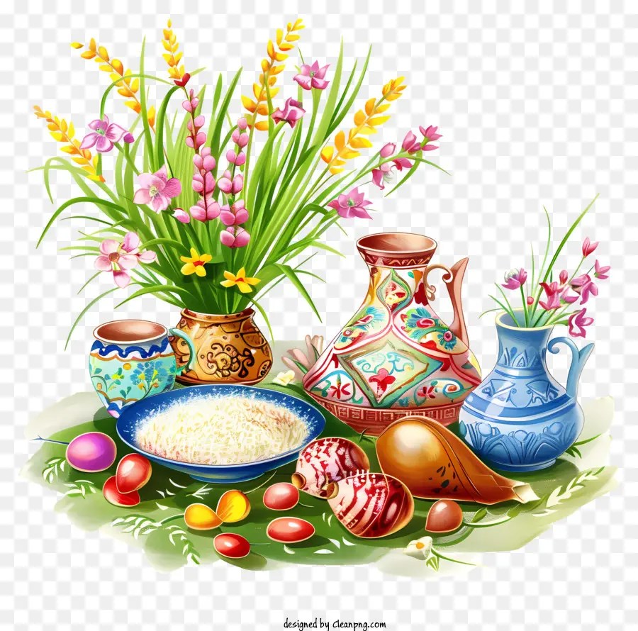 Selamat Nowruz，Vas Dekoratif PNG