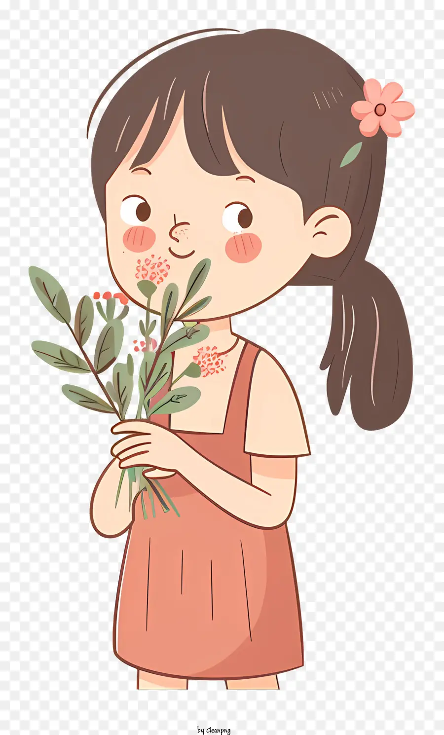 Gadis Itu Memegang Bunga，Gadis Dengan Bunga PNG