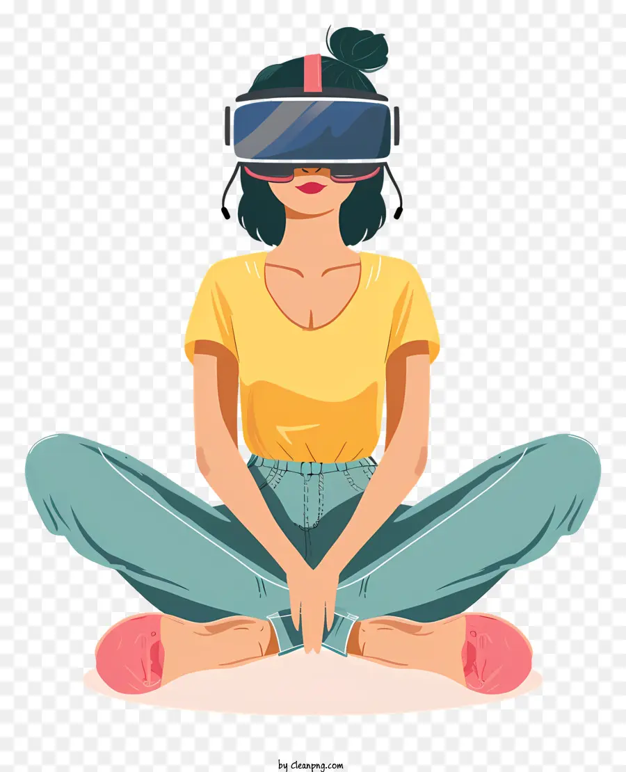 Mengenakan Headset Vr，Wanita Dengan Headset Vr PNG