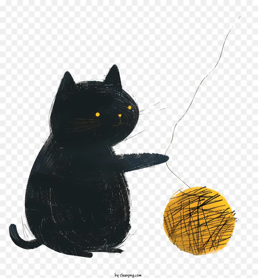 Kucing Bermain Bola Benang，Kucing Hitam PNG