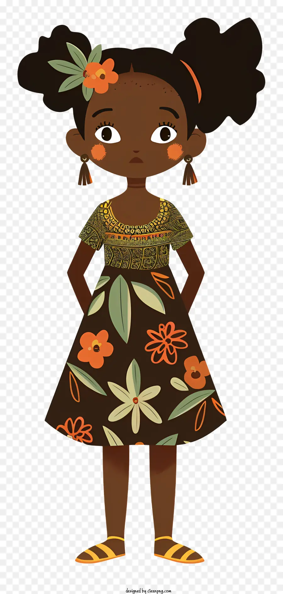 Gadis Afrika，Gaun Bunga PNG