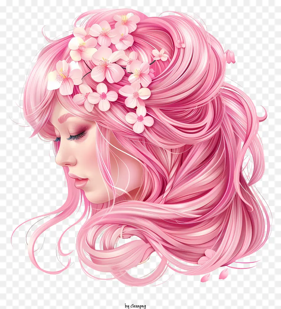 Gadis Karangan Bunga，Merah Muda Rambut PNG