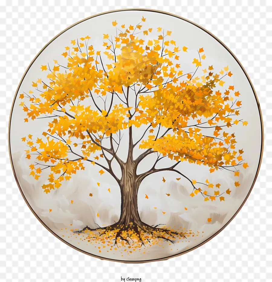 Kuning Pohon Maple，Lukisan Cat Air PNG