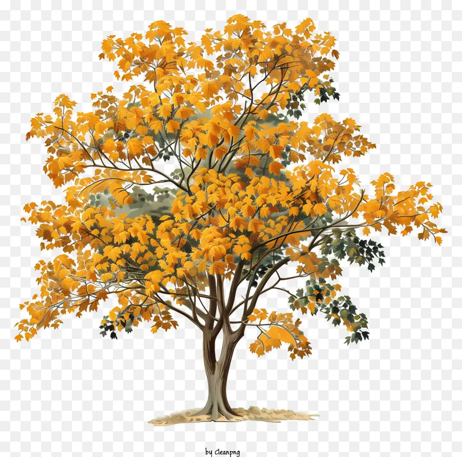 Kuning Pohon Maple，Dedaunan Jatuh PNG