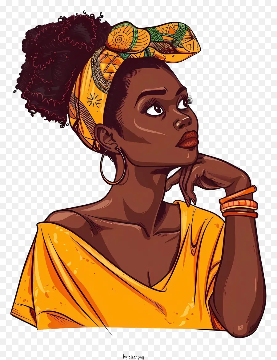 Berpikir Kartun Wanita，Afrika Amerika Perempuan PNG