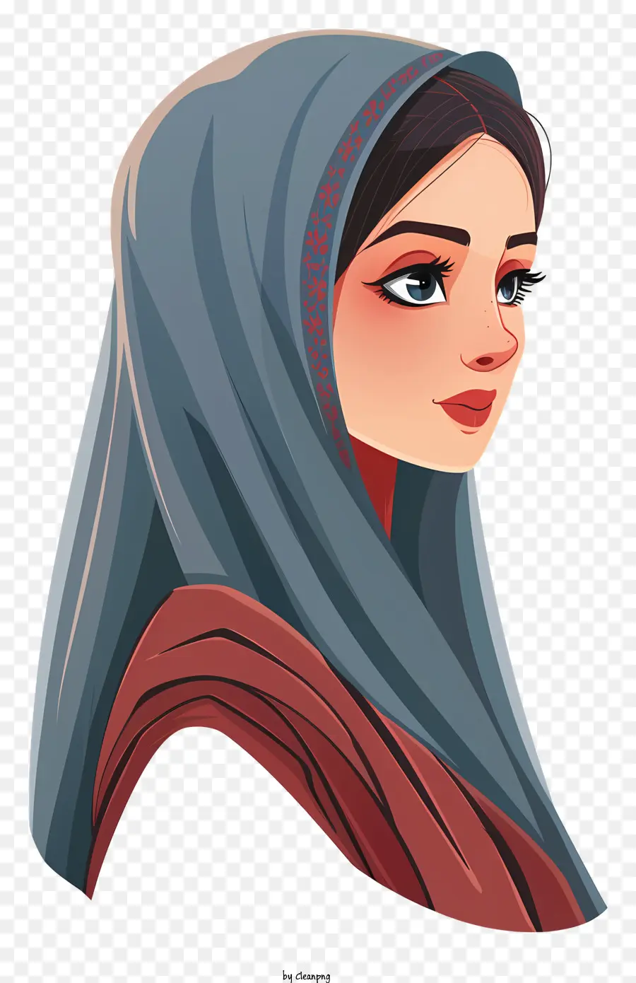 Wanita Kartun Dengan Kerudung，Jilbab PNG
