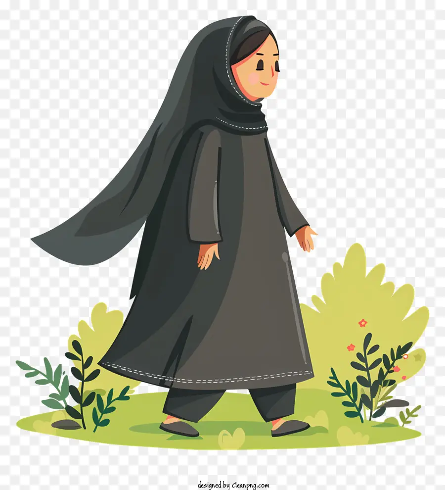 Wanita Kartun Dengan Kerudung，Jilbab PNG