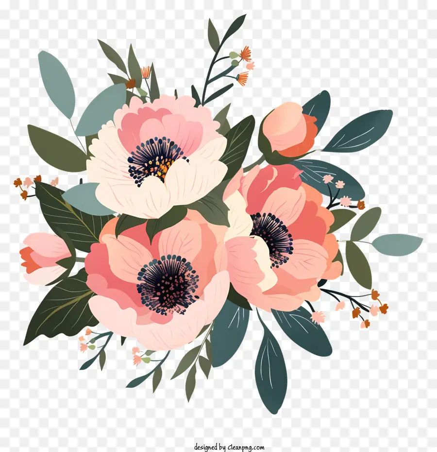 Pengaturan Bunga Peony，Bunga Merah Muda PNG