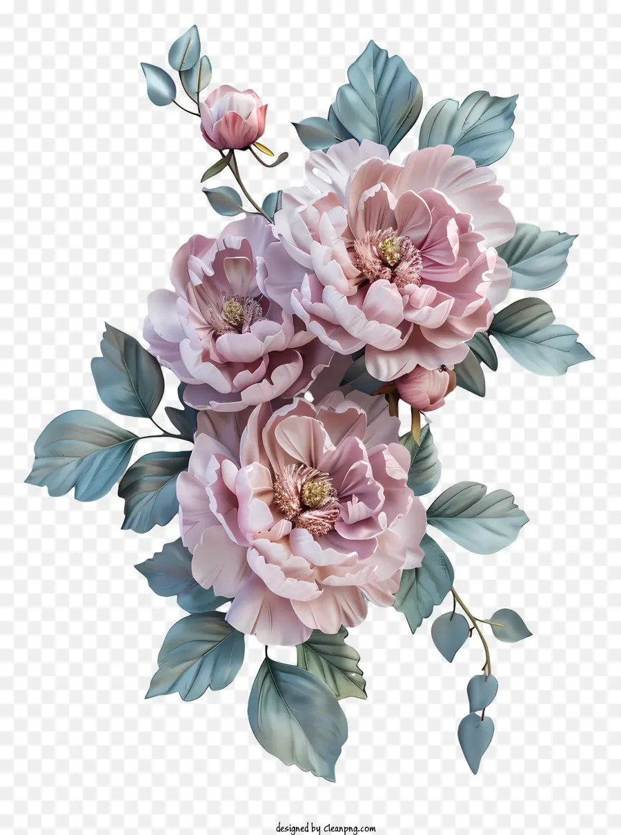 Rangkaian Bunga Peony，Bunga Putih PNG