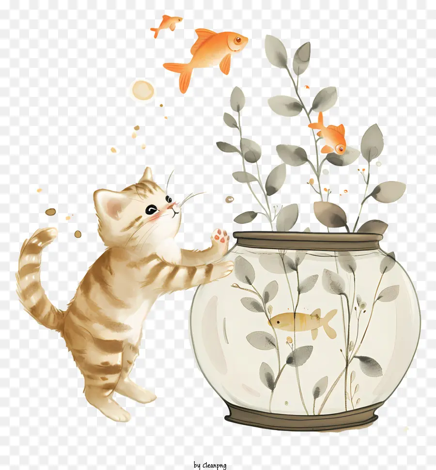 Kucing Dengan Tangki Ikan，Kucing PNG