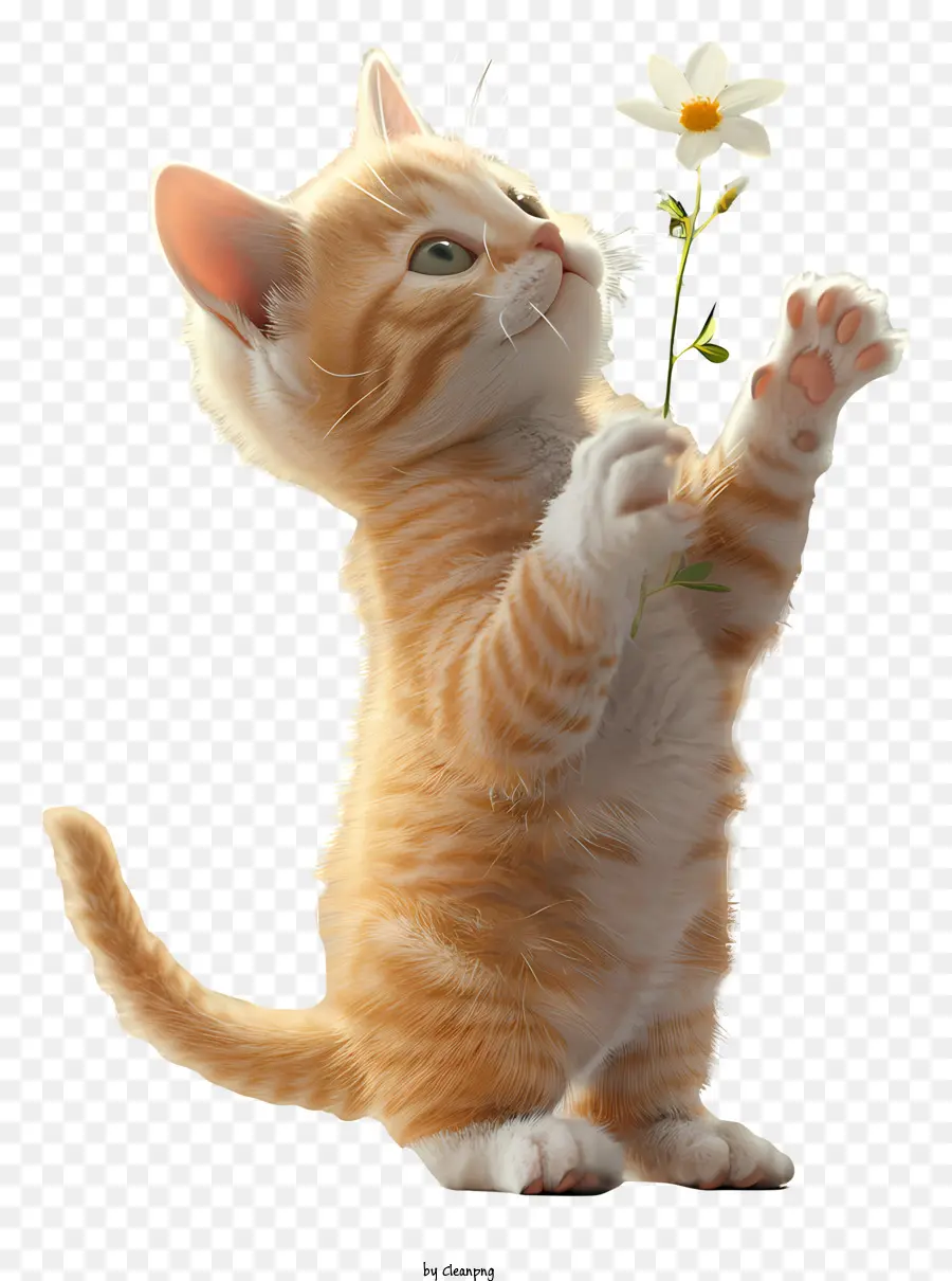 Kucing Bermain Bunga，Kucing PNG