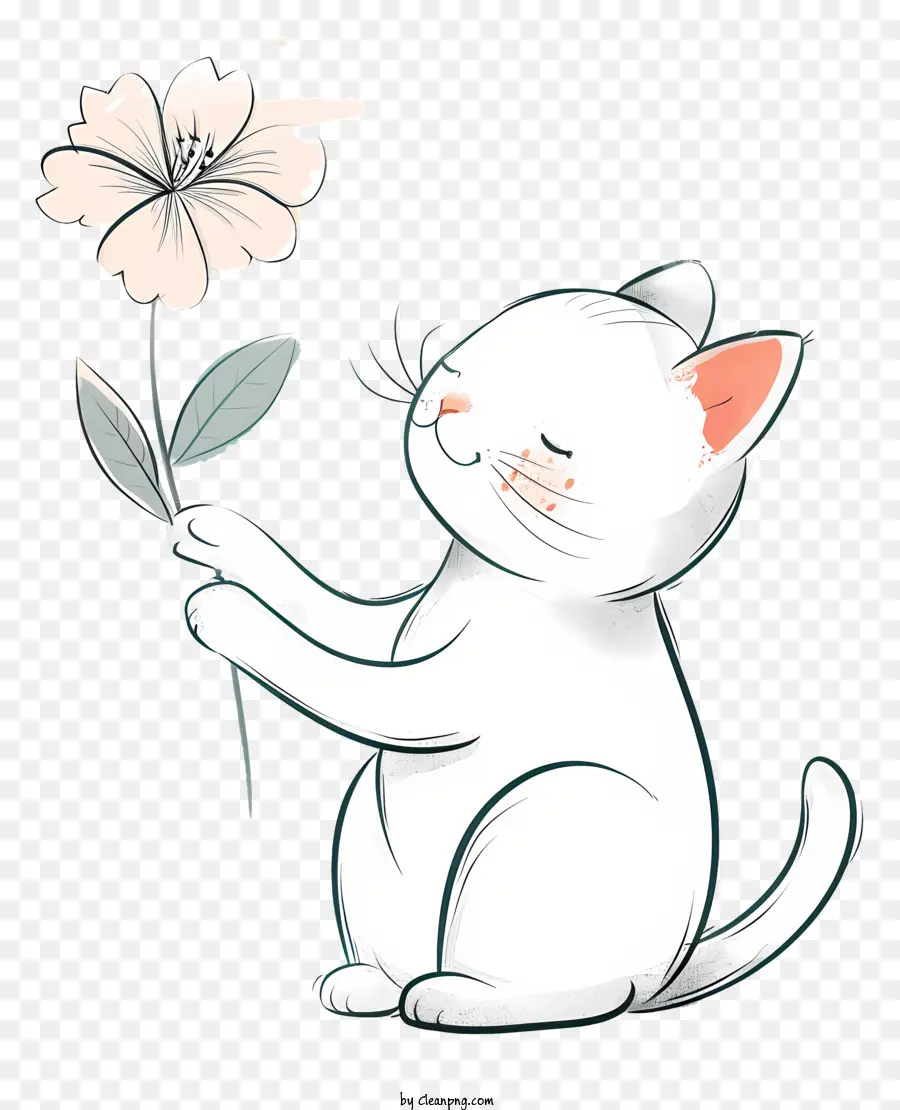 Kucing Bermain Bunga，Kucing Putih PNG