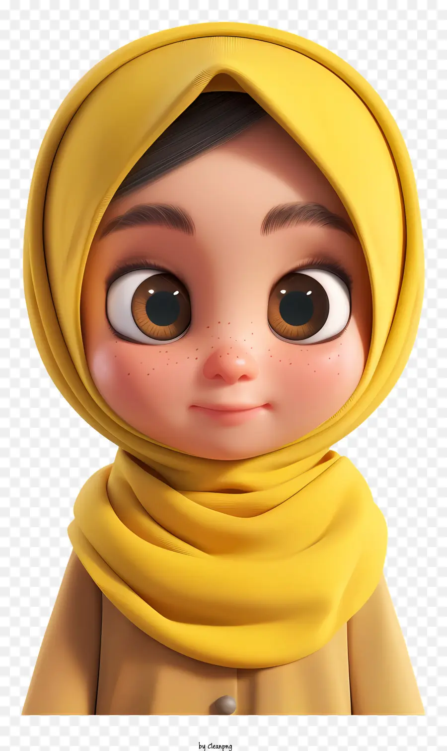 Kartun Gadis Muslim，Jilbab Kuning PNG