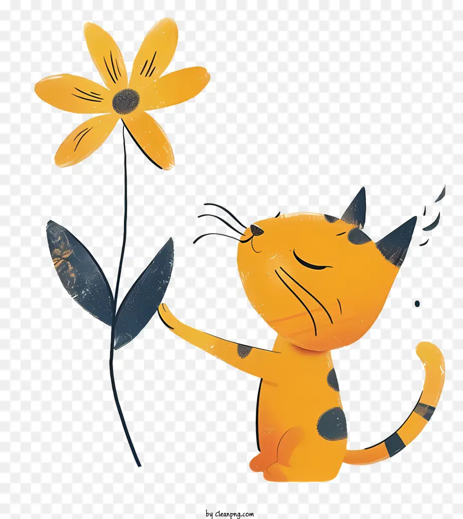 Kucing Bermain Bunga，Kartun Kucing PNG