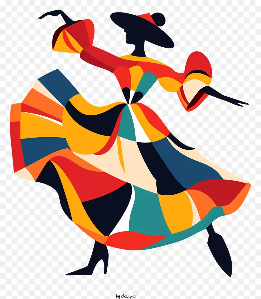 Spanyol Flamenco Dance，Gaun Berwarna Warni PNG