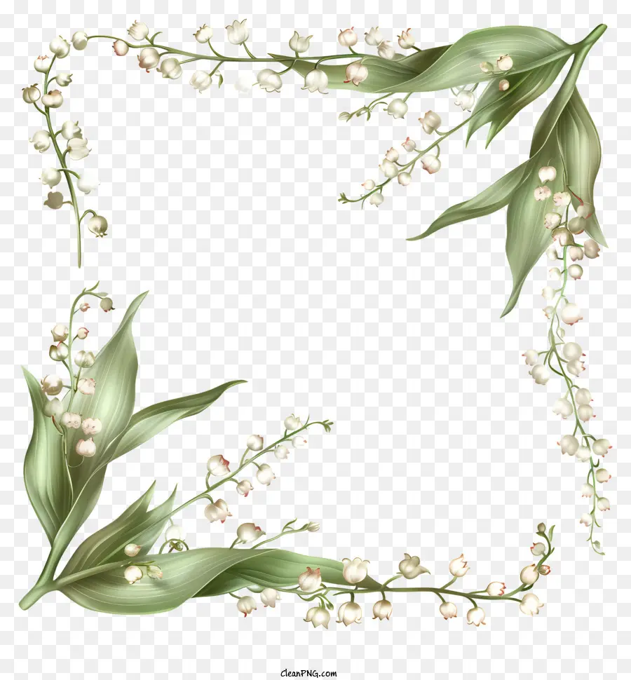 Bingkai Bunga，Lily Of The Valley Wreath PNG