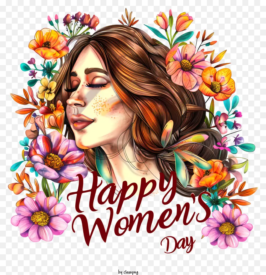 Selamat Womens Day，Wanita Dengan Rambut Panjang PNG