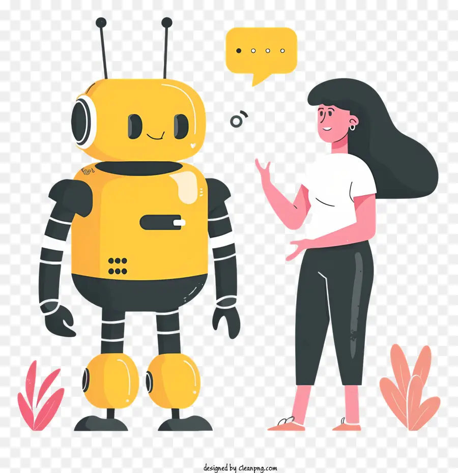 Wanita Berbicara Dengan Robot，Wanita PNG