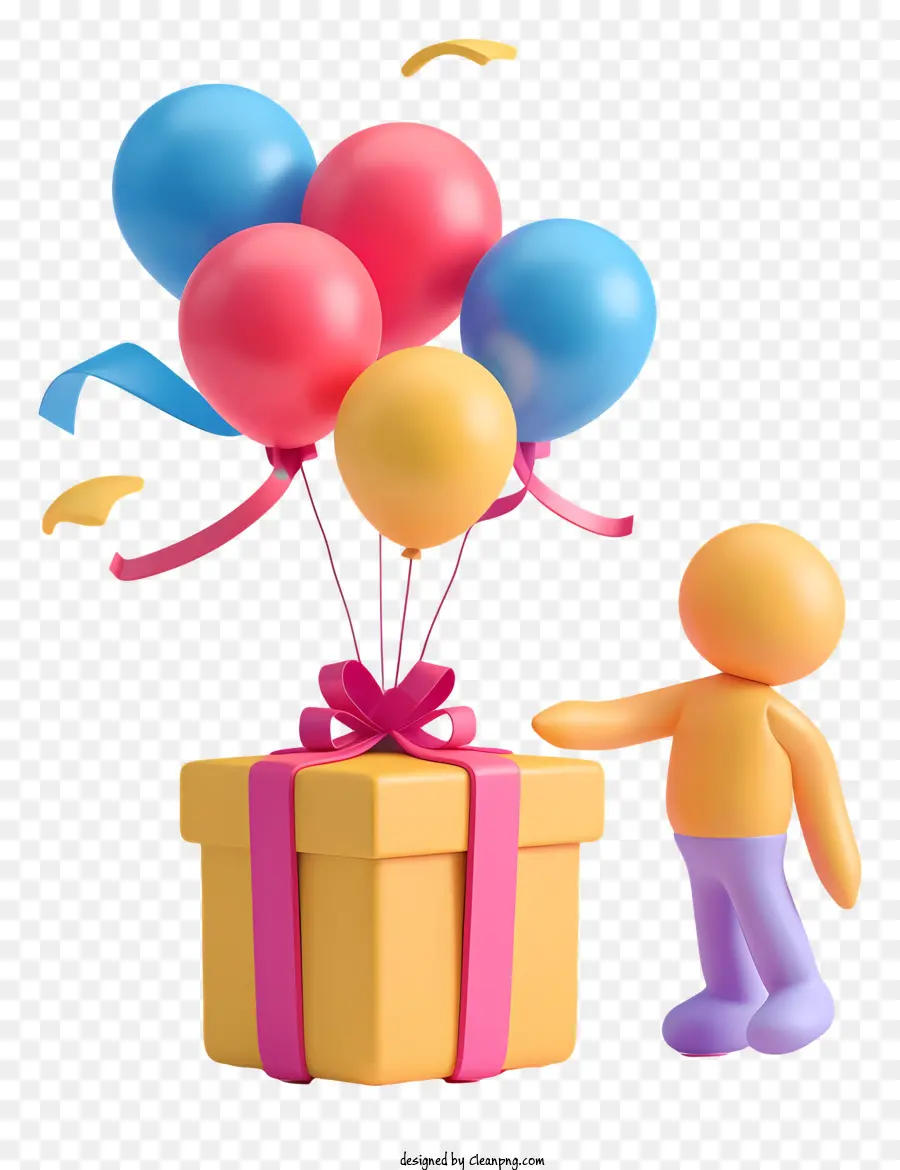 Kotak Hadiah Dan Balon 3d，Hadiah Dengan Balon PNG