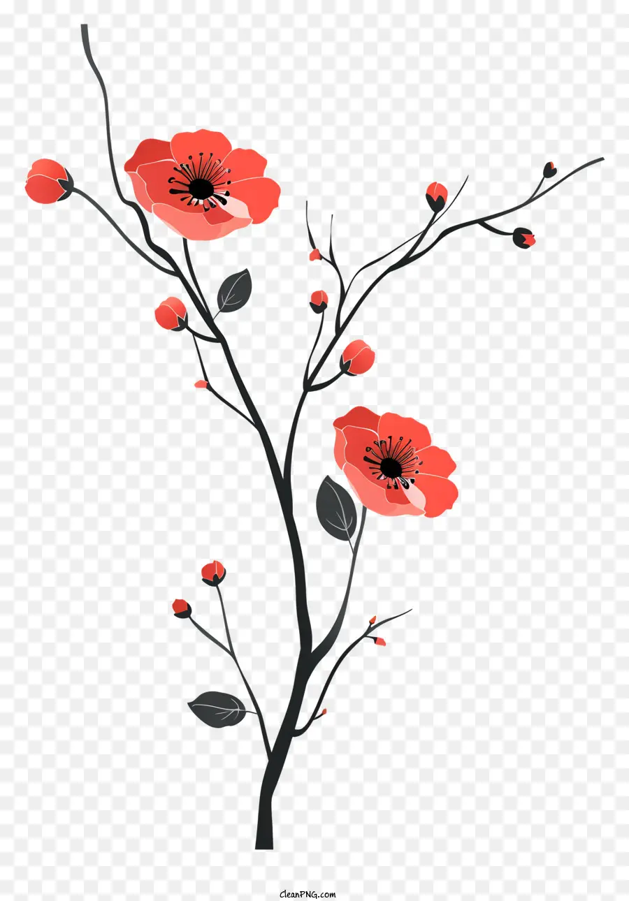 Bunga Bunga Merah，Pohon Ek PNG