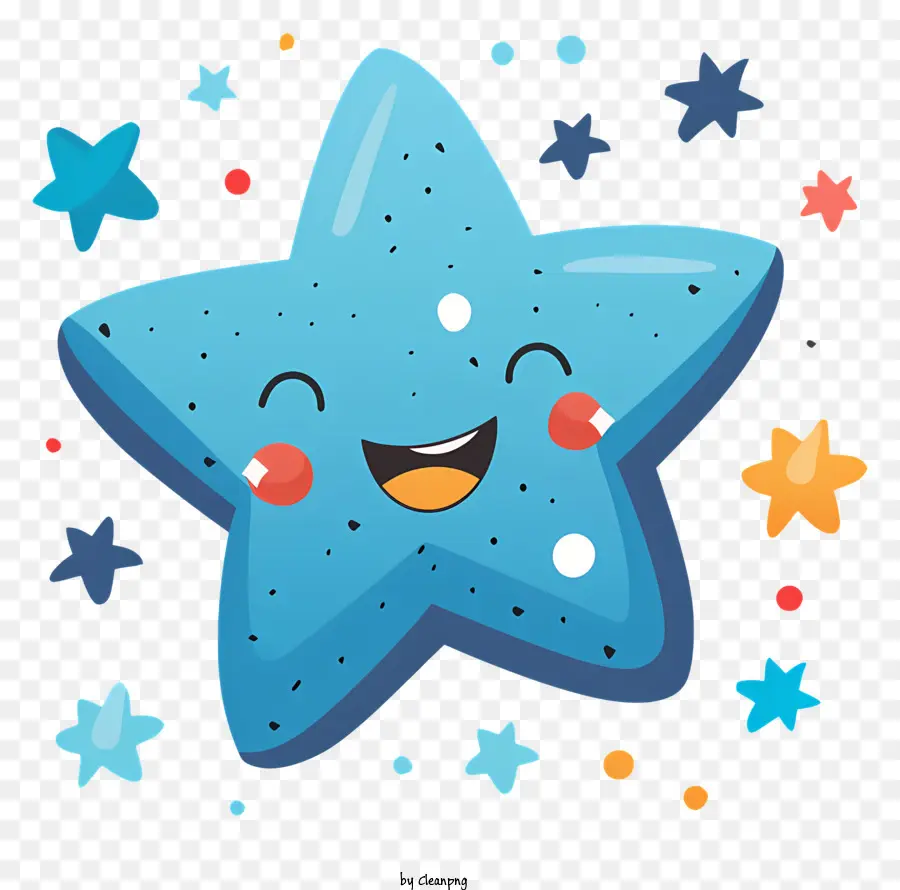Bintang Tersenyum Biru，Karakter Kartun PNG