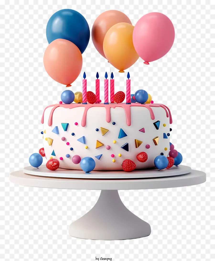 Kue Ulang Tahun Dengan Balon，Kue Ulang Tahun PNG