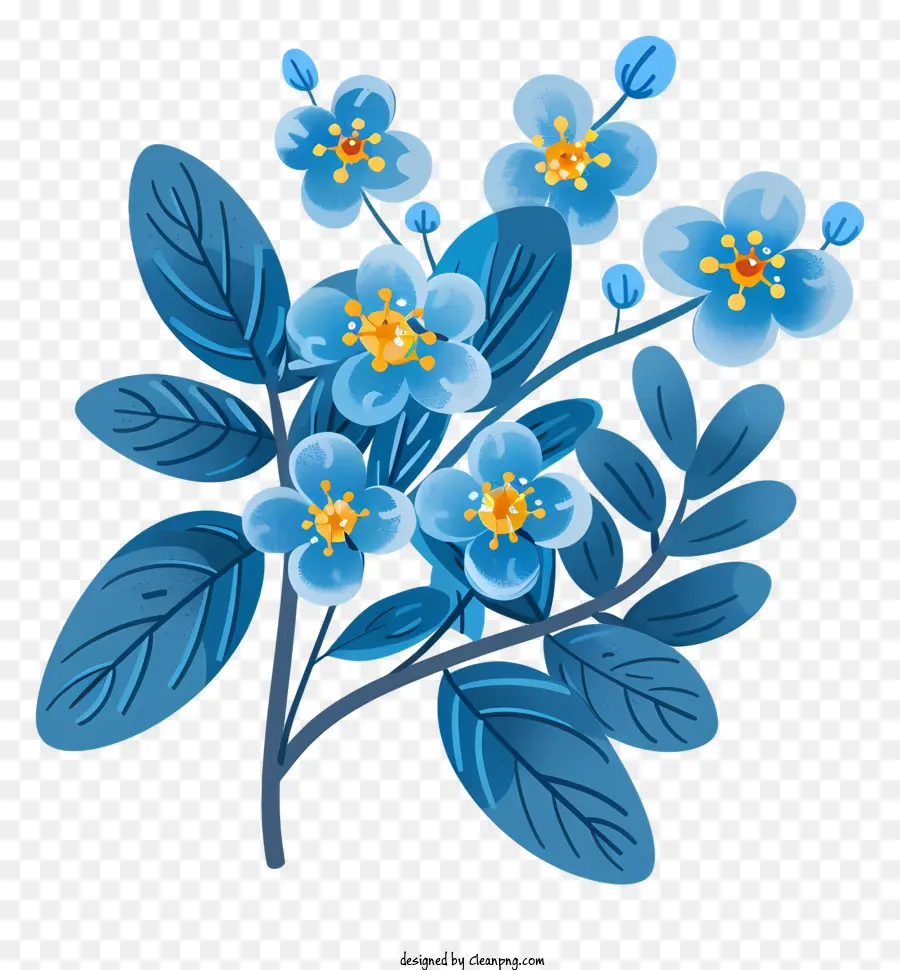 Lupa Dengan Daun，Bunga Bunga Biru PNG