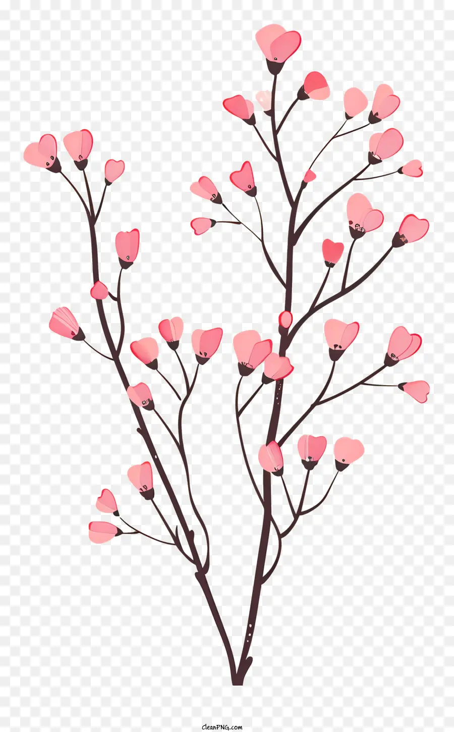Ranting Dengan Bunga Merah Muda，Pohon PNG