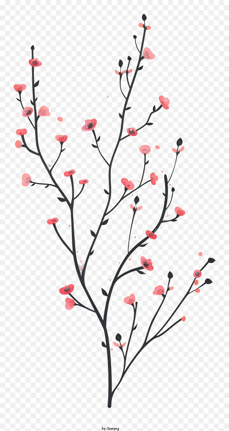 Ranting Dengan Bunga Merah Muda，Bunga Merah Muda PNG