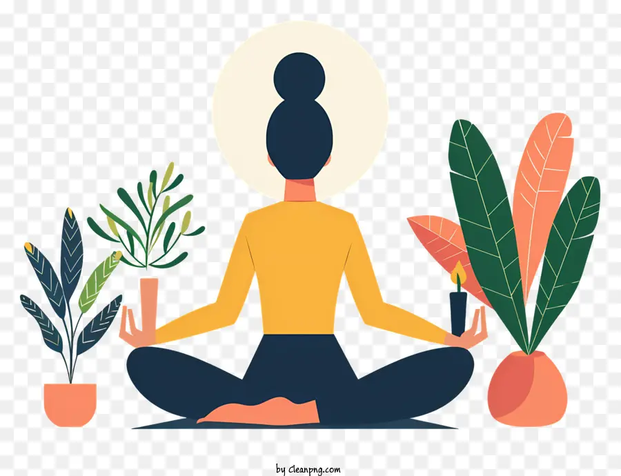 Wanita Dalam Pose Yoga，Meditasi PNG