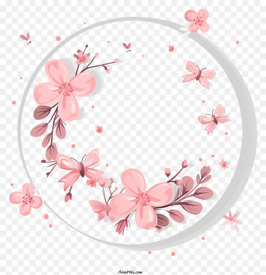 Bingkai Bundar Bunga，Bunga Sakura PNG