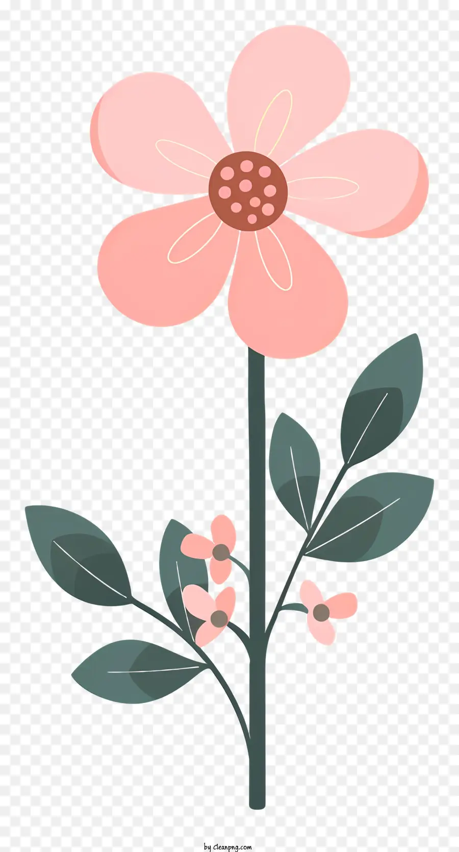 Bunga Merah Muda，Hijau Daun PNG