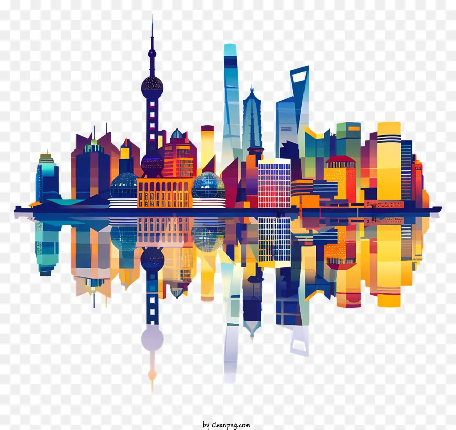 Siluet Kota Shanghai，Cakrawala Kota PNG